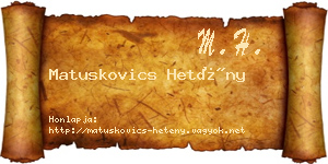 Matuskovics Hetény névjegykártya